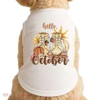 Hello October Fall Lover Doggie Tank thumb 0