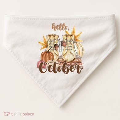 Hello October Fall Lover USA-Made Doggie Bandana