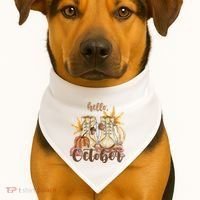 Hello October Fall Lover USA-Made Doggie Bandana thumb 1