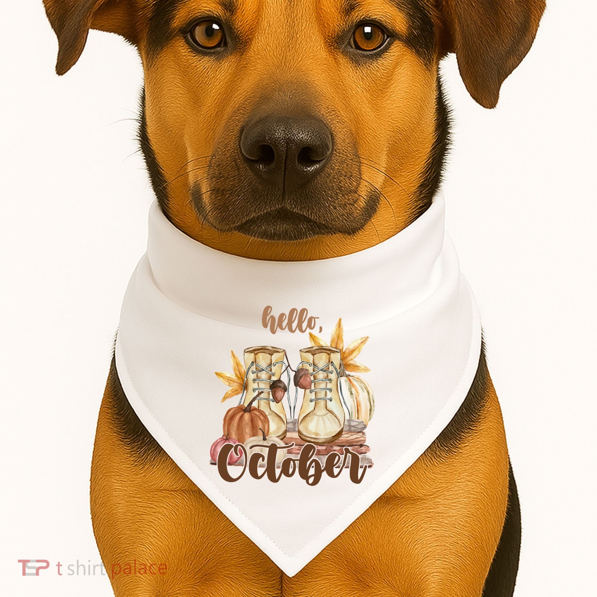 Hello October Fall Lover USA-Made Doggie Bandana