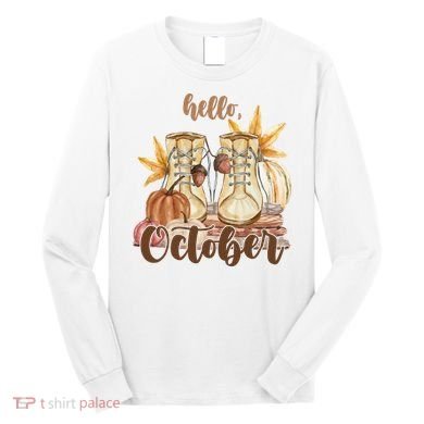 Hello October Fall Lover Long Sleeve Shirt