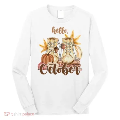 Hello October Fall Lover Long Sleeve Shirt