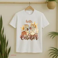 Hello October Fall Lover T-Shirt thumb 2