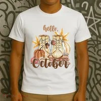 Hello October Fall Lover T-Shirt thumb 3
