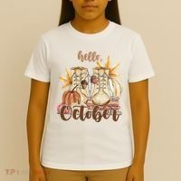 Hello October Fall Lover T-Shirt thumb 4