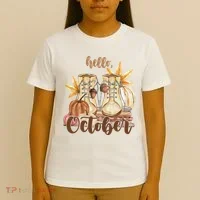 Hello October Fall Lover T-Shirt thumb 4