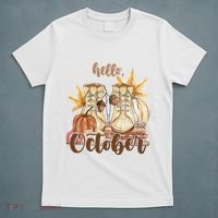 Hello October Fall Lover T-Shirt thumb 5