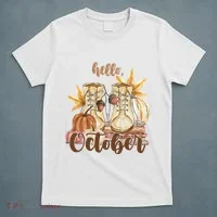 Hello October Fall Lover T-Shirt thumb 5