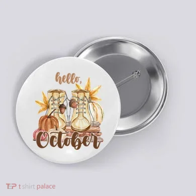 Hello October Fall Lover Button