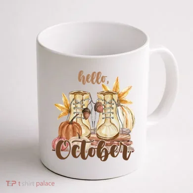Hello October Fall Lover Coffee Mug back