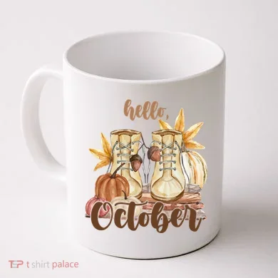Hello October Fall Lover Coffee Mug
