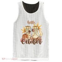 Hello October Fall Lover Mesh Reversible Basketball Jersey Tank thumb 0