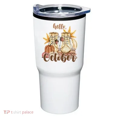 Hello October Fall Lover Tumbler