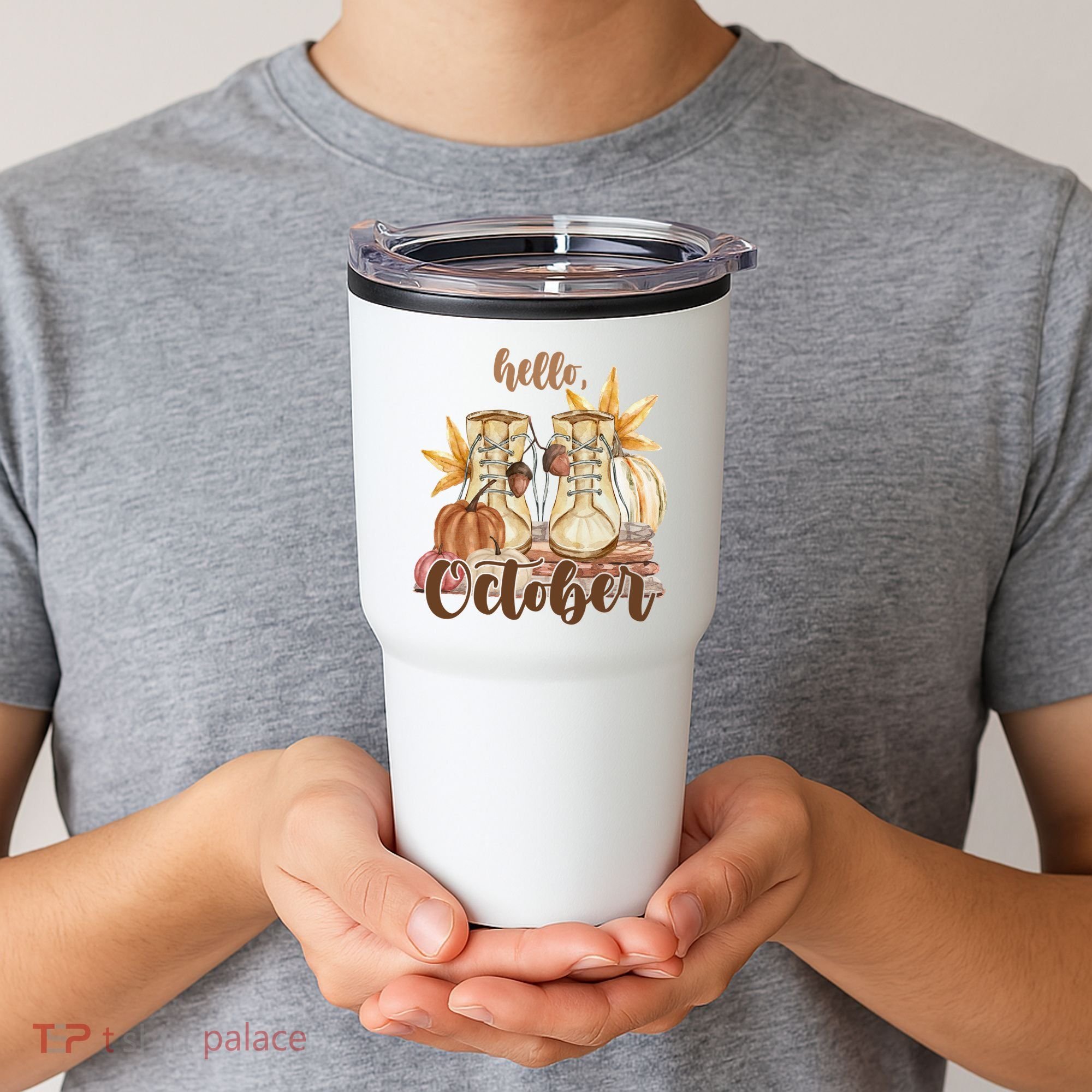 Hello October Fall Lover Tumbler