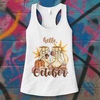 Hello October Fall Lover Women's Tank Top thumb 3