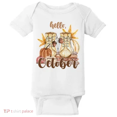 Hello October Fall Lover Baby Bodysuit