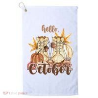 Hello October Fall Lover Golf Towel thumb 0