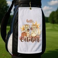 Hello October Fall Lover Golf Towel thumb 2