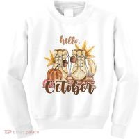 Hello October Fall Lover Kids Sweatshirt thumb 0