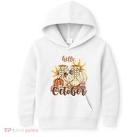 Hello October Fall Lover Kids Hoodie thumb 0