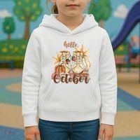 Hello October Fall Lover Kids Hoodie thumb 3