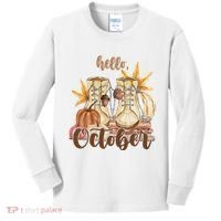 Hello October Fall Lover Kids Long Sleeve Shirt thumb 0