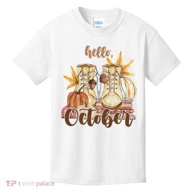 Hello October Fall Lover Kids T-Shirt