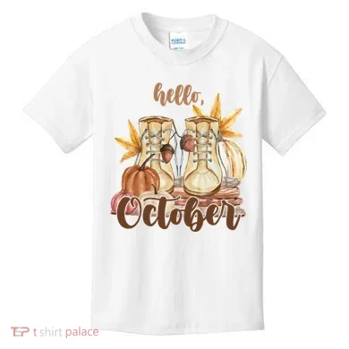 Hello October Fall Lover Kids T-Shirt