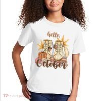 Hello October Fall Lover Kids T-Shirt thumb 2