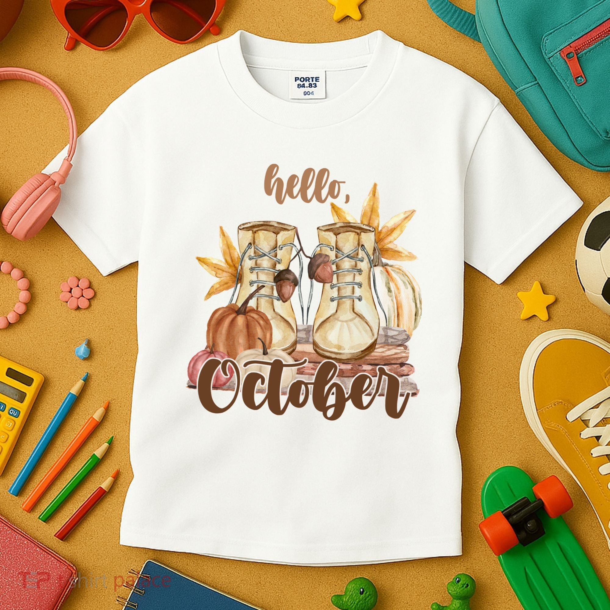 Hello October Fall Lover Kids T-Shirt