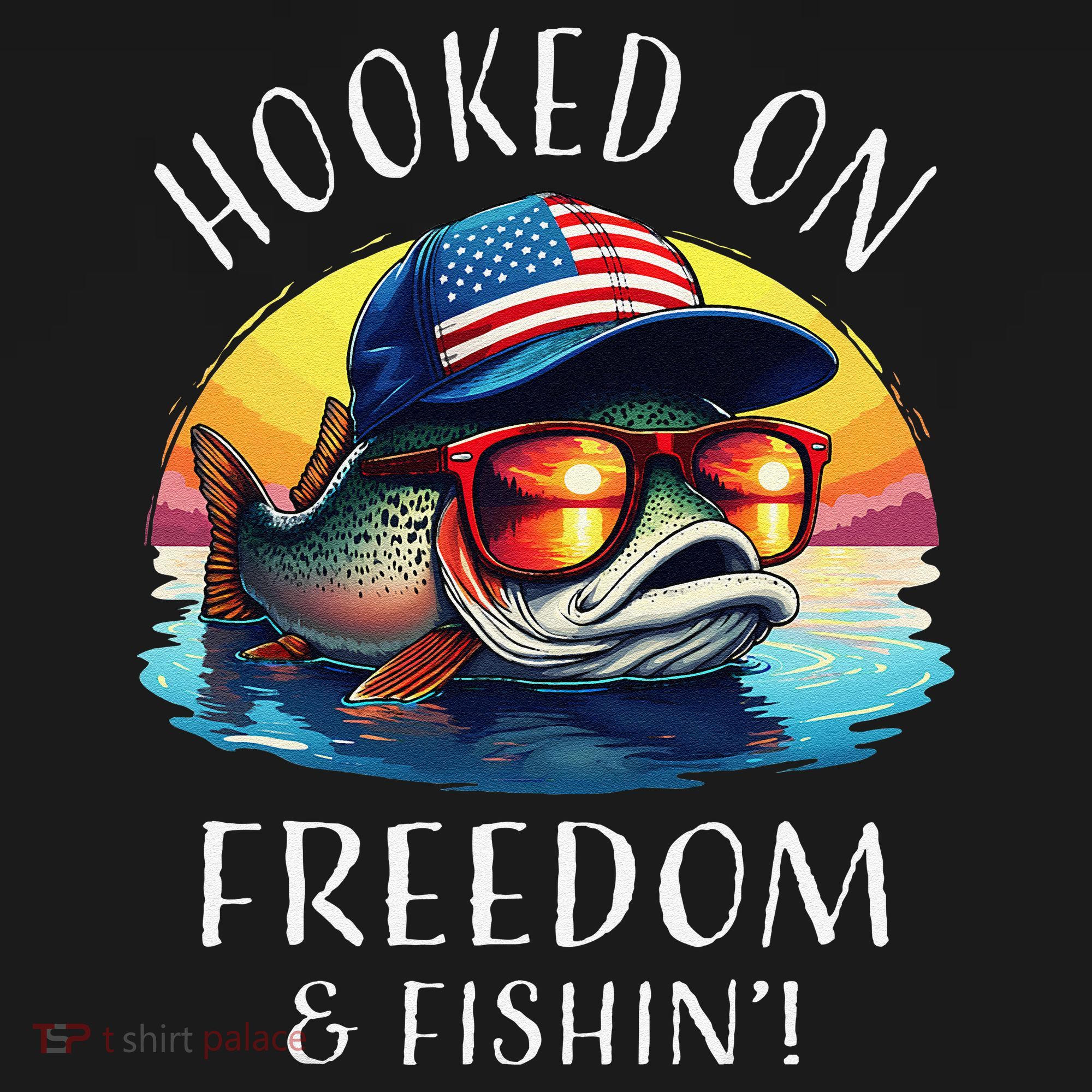 Hooked On Freedom Funny Fisherman Fishing Trout Usa Flag Women's Tank Top