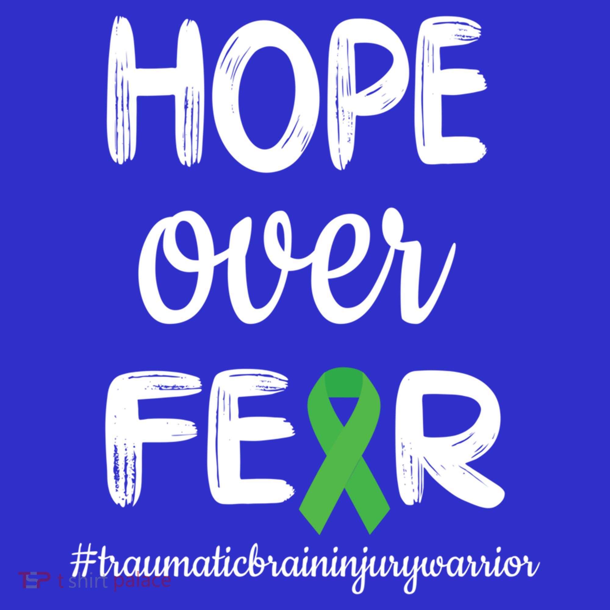 Hope Over Fear Green Ribbon Tbi Warrior Brain Injury Month Gift Women's Tank Top