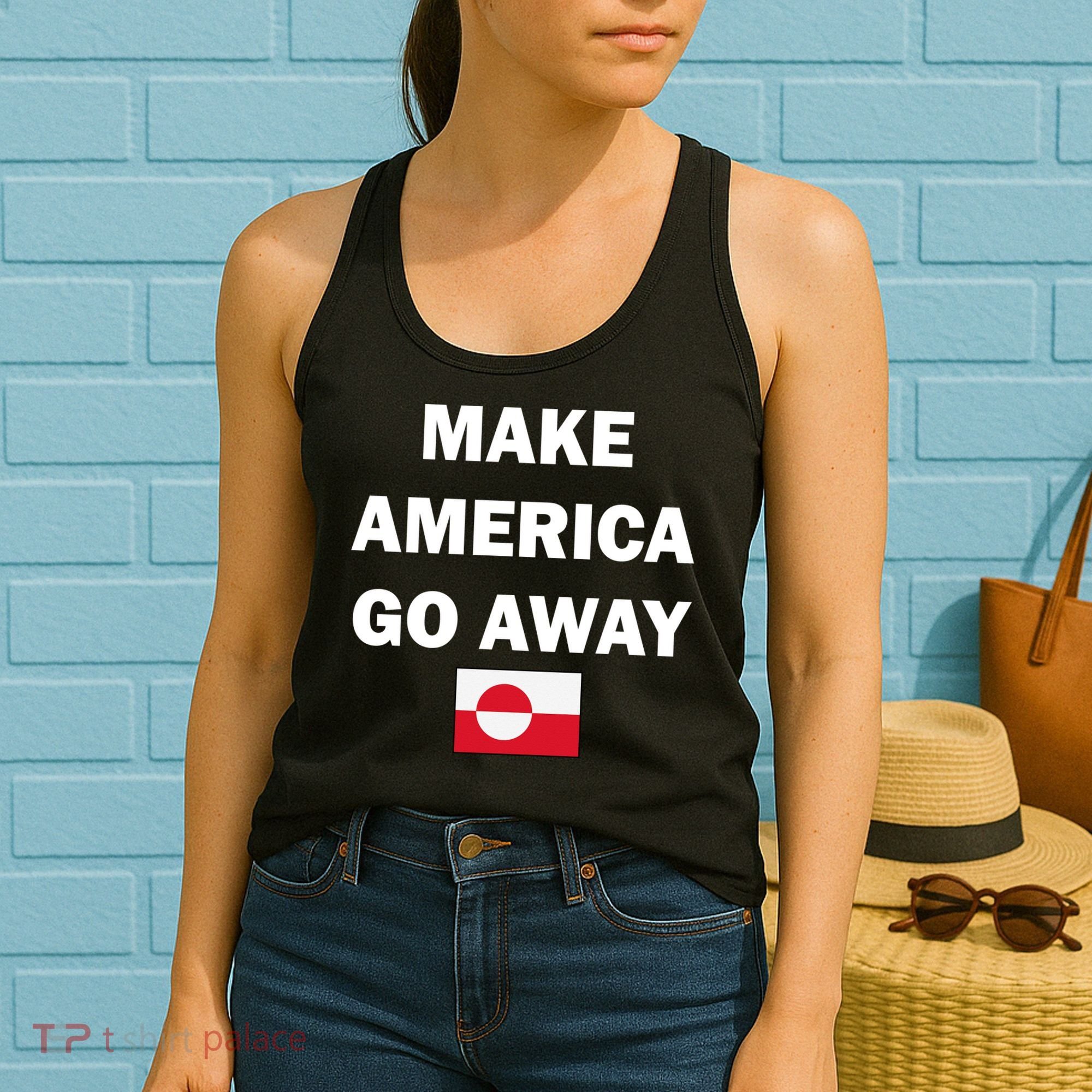 Hands Off Greenland Make America Go Away Women's Tank Top