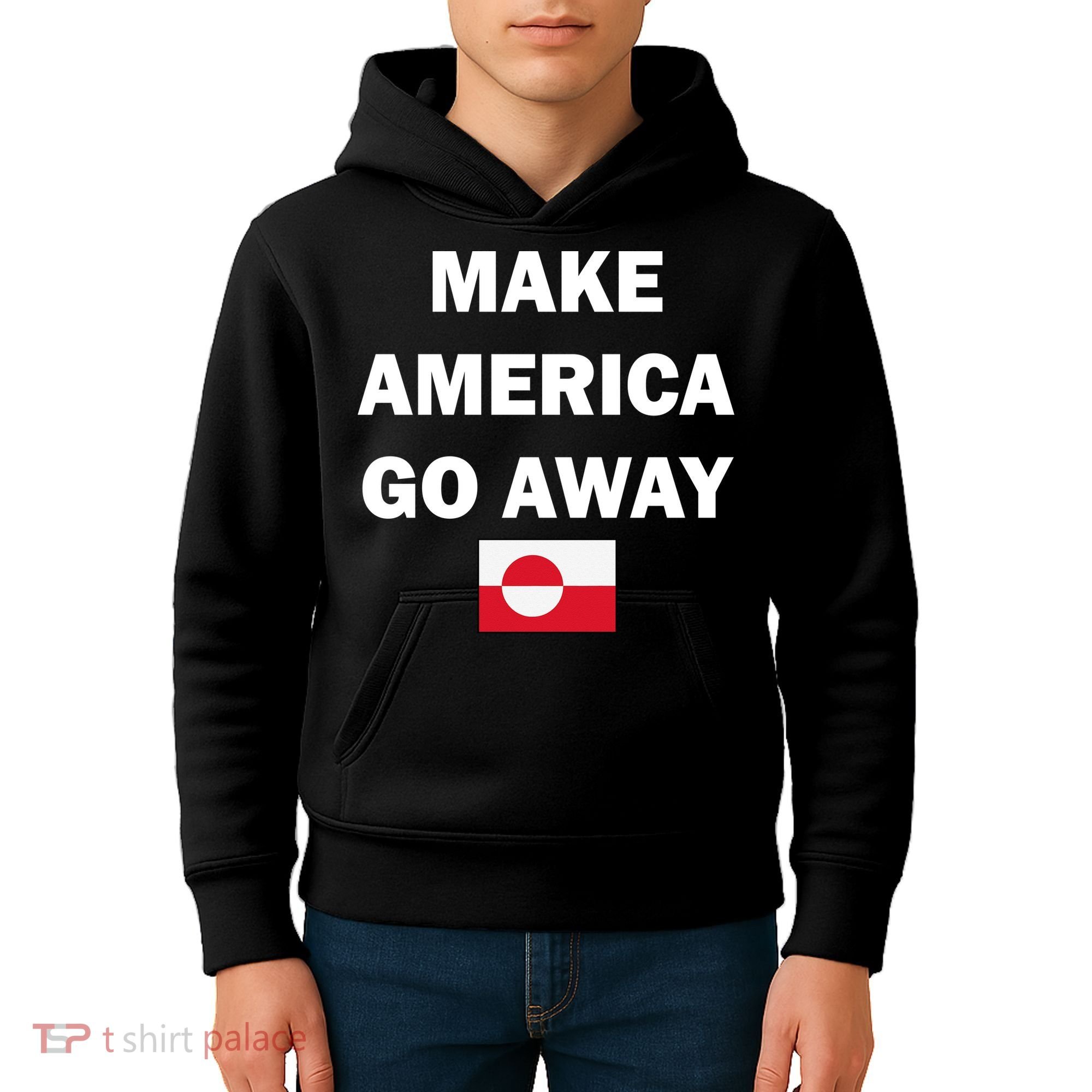 Hands Off Greenland Make America Go Away Kids Hoodie