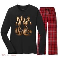 Herd Of Horses Women's Long Sleeve Flannel Pajama Set  thumb 0