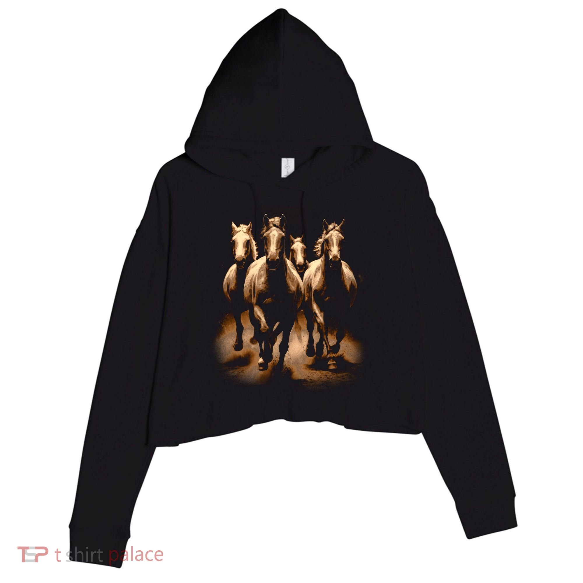 Herd Of Horses Crop Fleece Hoodie