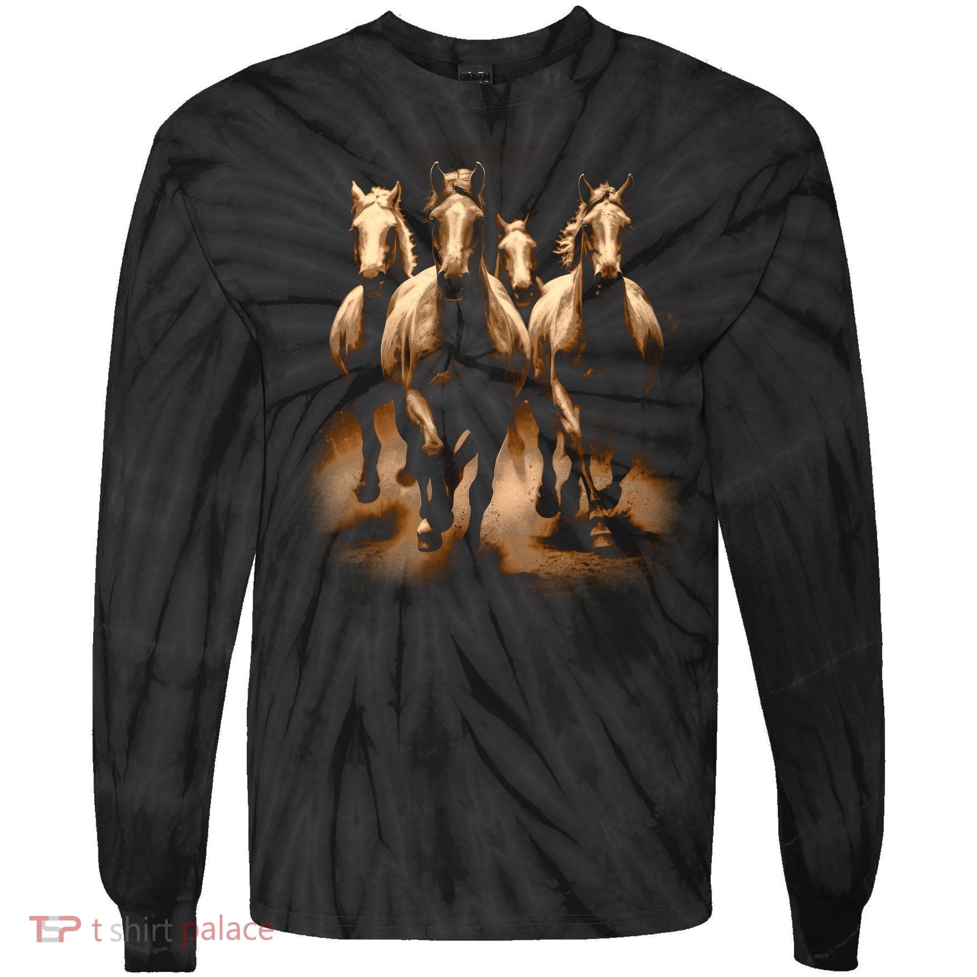 Herd Of Horses Tie-Dye Long Sleeve Shirt