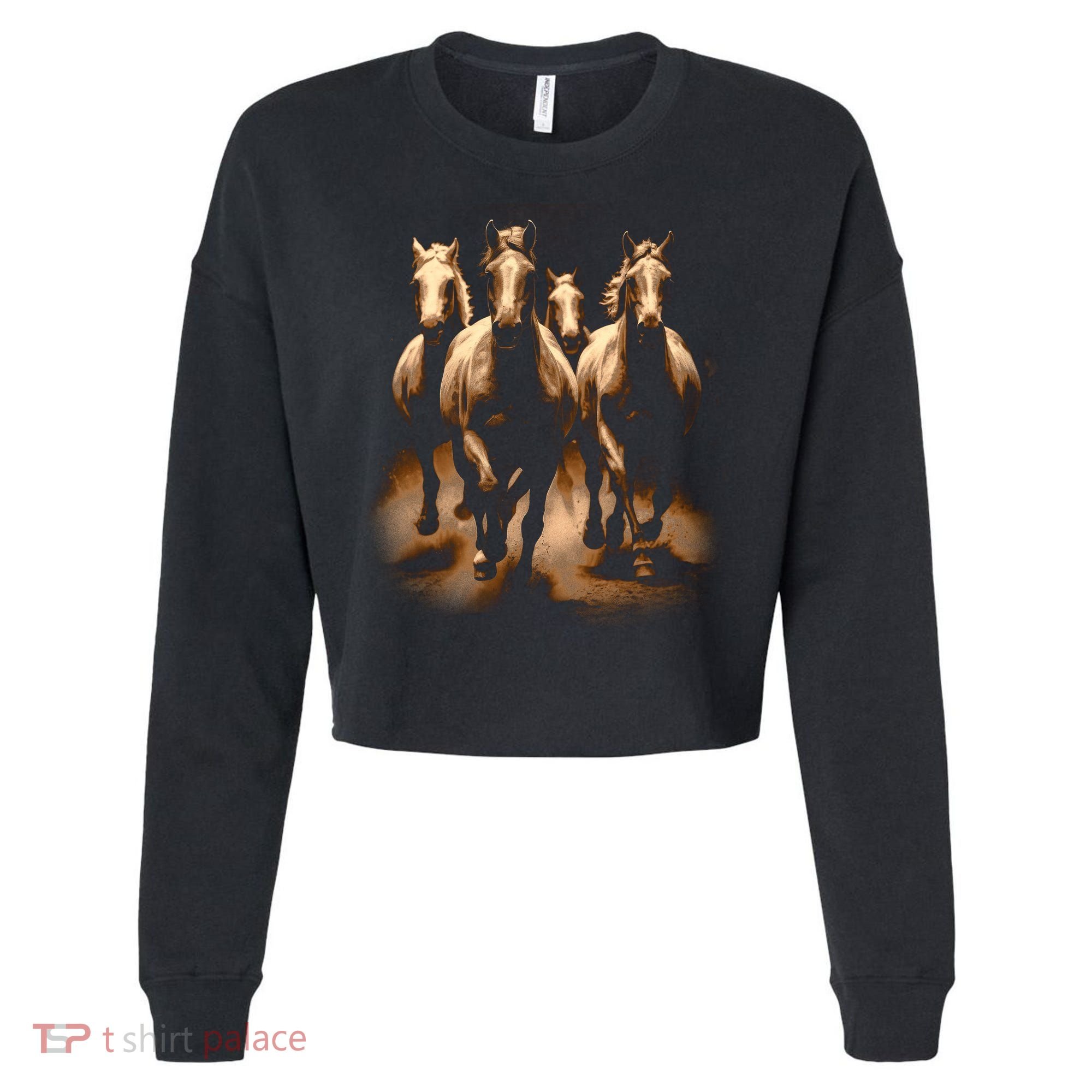 Herd Of Horses Cropped Pullover Crew
