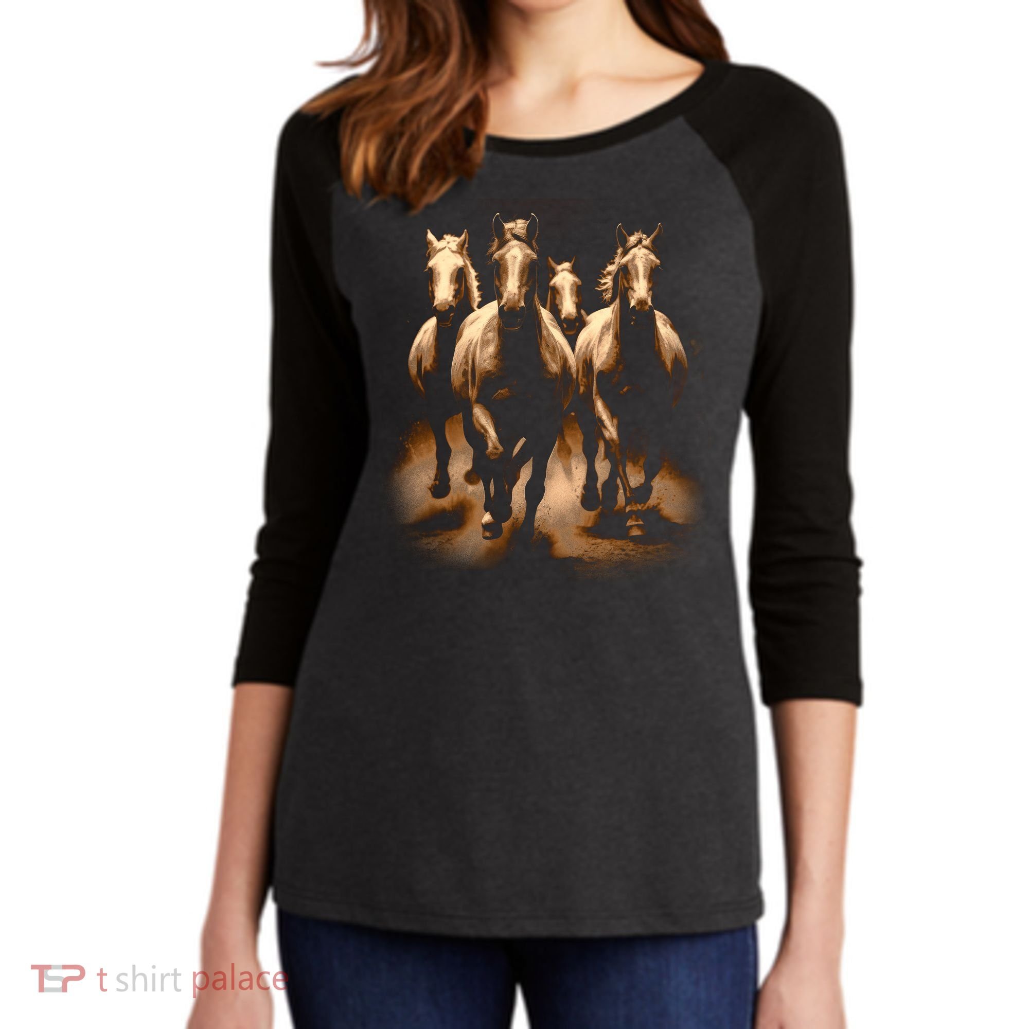 Herd Of Horses Women's Tri-Blend 3/4-Sleeve Raglan Shirt