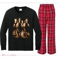Herd Of Horses Kids Long Sleeve Plaid Pajama Set thumb 0