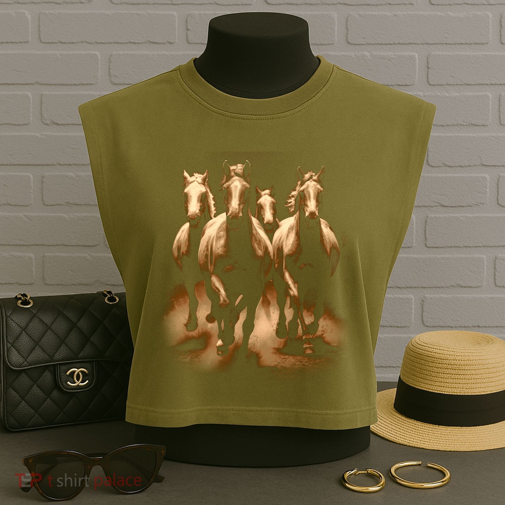 Herd Of Horses Garment-Dyed Women's Muscle Tee