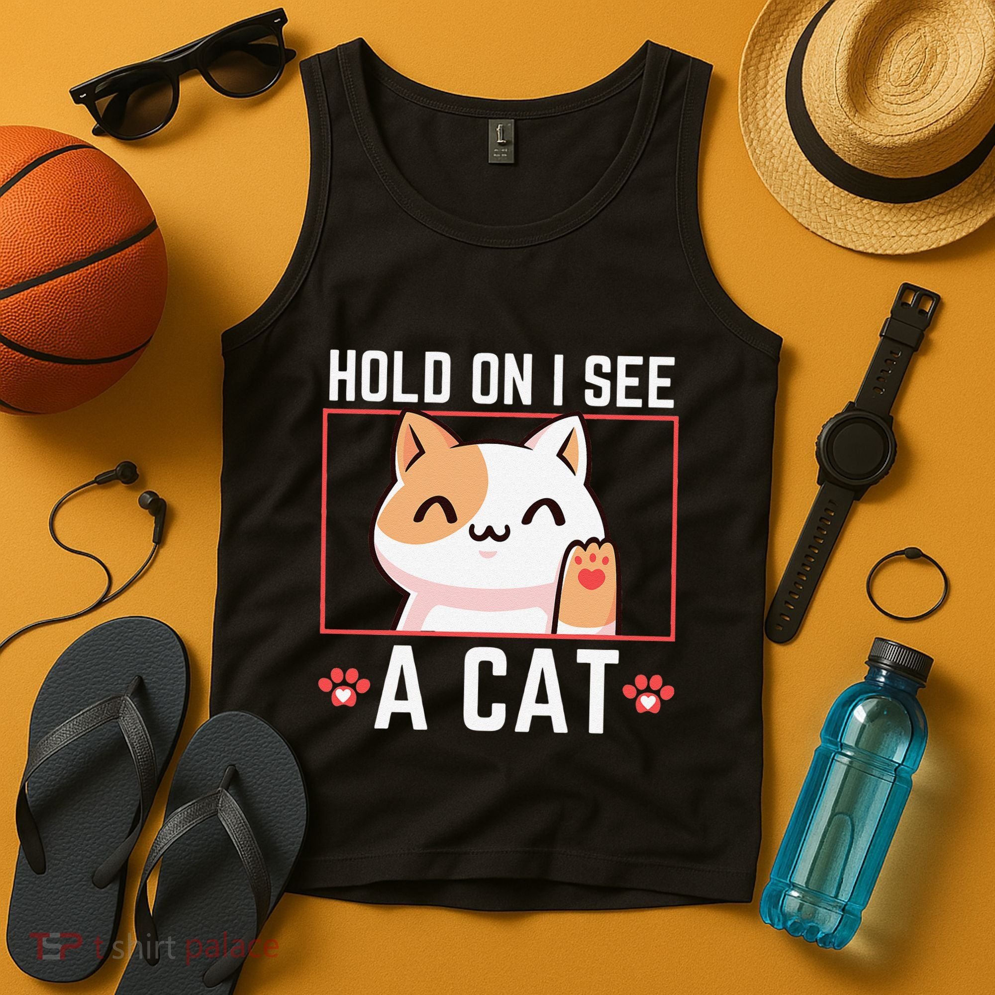 Hold On I See A Cat Funny Sarcastic Cat Lovers Women Tank Top