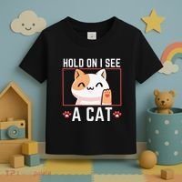 Hold On I See A Cat Funny Sarcastic Cat Lovers Women Toddler T-Shirt thumb 3