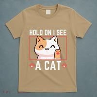 Hold On I See A Cat Funny Sarcastic Cat Lovers Women T-Shirt thumb 5
