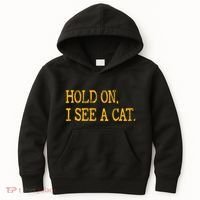 Hold On I See Cat Funny Cat Lovers Sarcastic Sayings Cats Kids Hoodie thumb 0