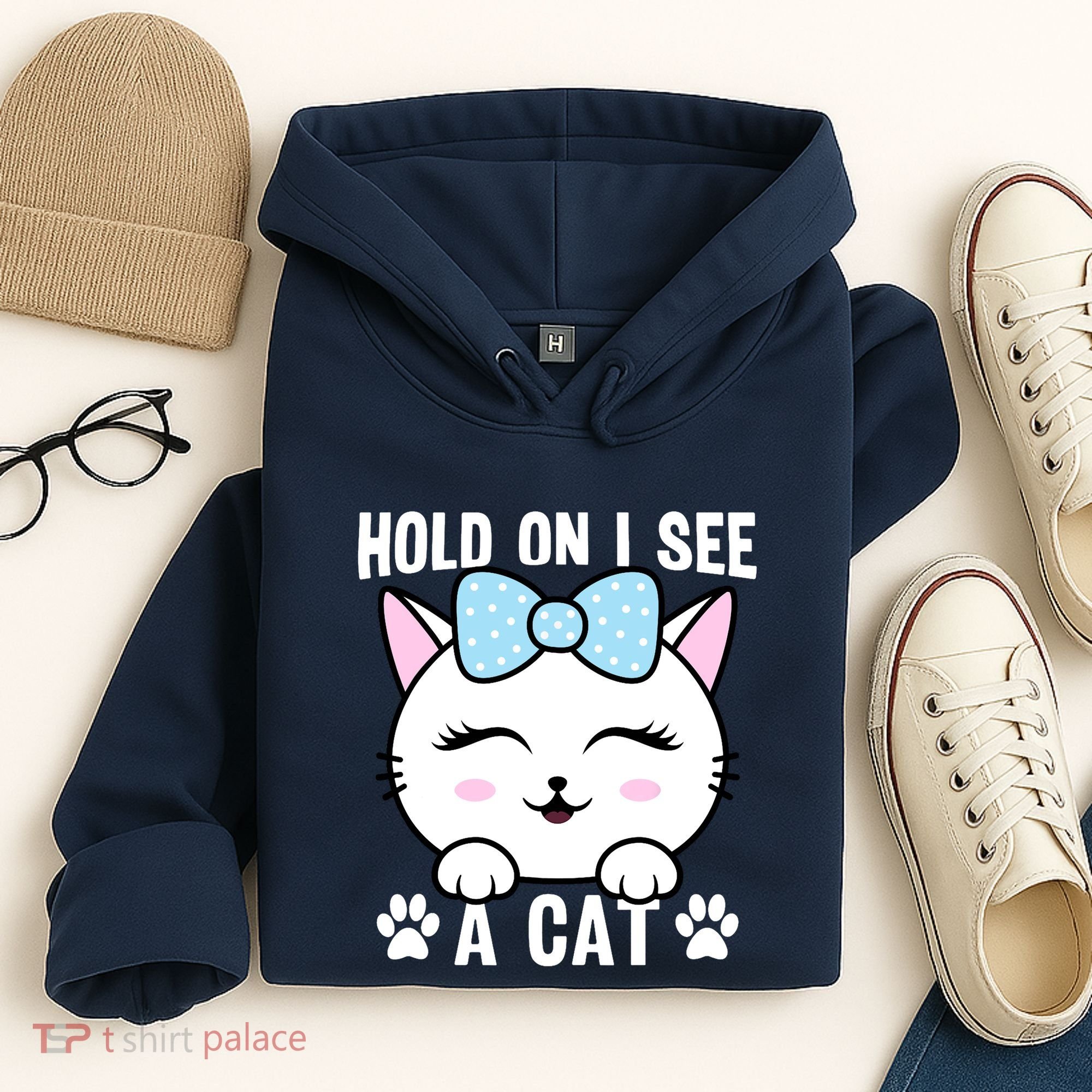 Hold On I See A Cat Funny Cat Lovers Kitten Sarcastic Saying Hoodie