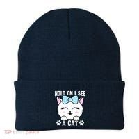 Hold On I See A Cat Funny Cat Lovers Kitten Sarcastic Saying Beanie thumb 0