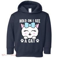 Hold On I See A Cat Funny Cat Lovers Kitten Sarcastic Saying Toddler Hoodie thumb 0