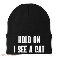 Hold On I See A Cat Cat Person Cat Lover Beanie thumb 0