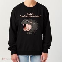 Hold On I_m Overstimulated Moo Deng Baby Hippo Moo Women's Sweatshirt thumb 0
